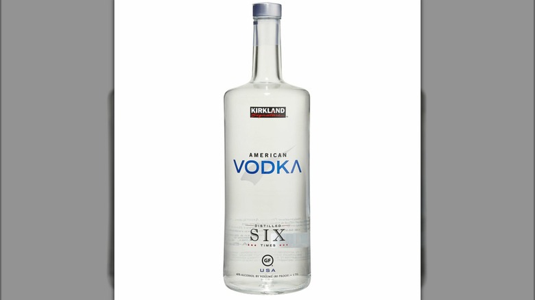 A bottle of Kirkland Signature American Vodka