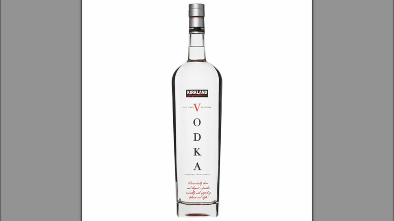 A tall bottle of Kirkland Signature Five Times Distilled Vodka