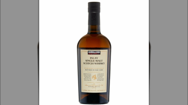A bottle of Kirkland Signature Islay Single Malt Scotch