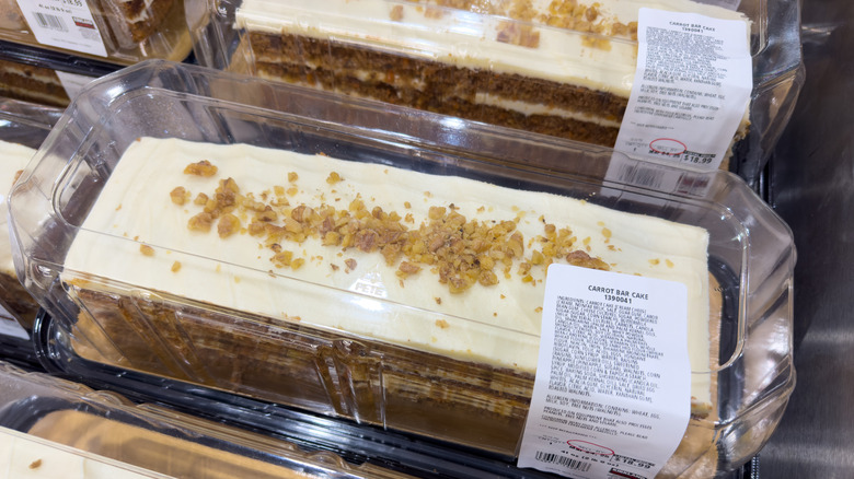 Kirkland Signature carrot bar cake in package at costco