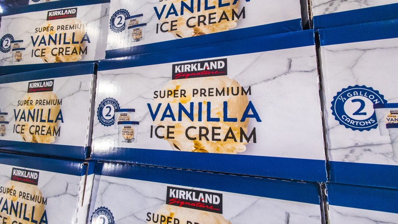 Kirkland Signature super premium vanilla ice cream boxes