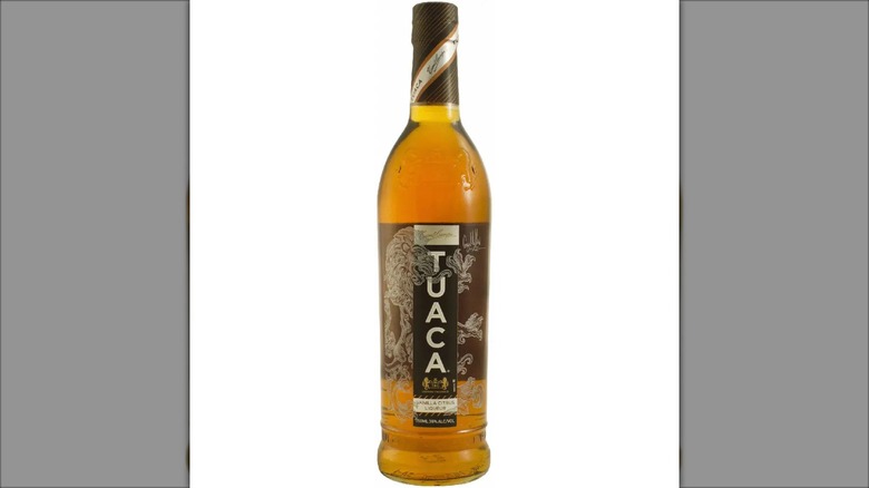 A bottle of Tuaca liqueur