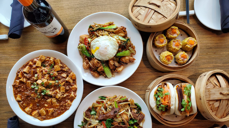 Table of various asian dishes