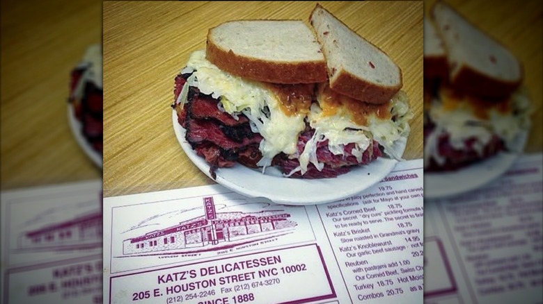 Katz's Reuben with menu