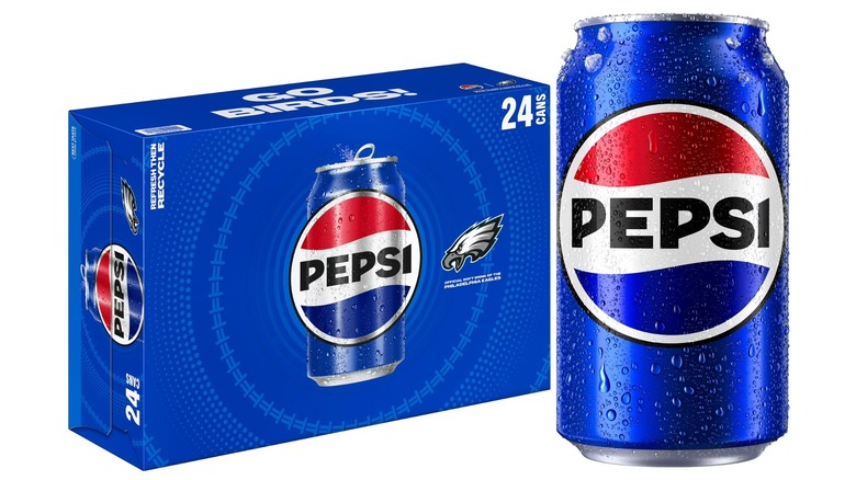 A 24 pack of Pepsi cans