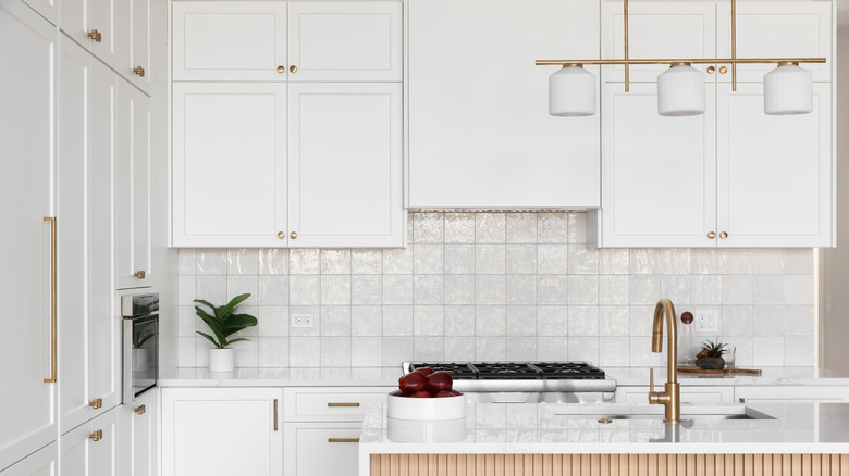 A modern kitchen, with white oak cabinets