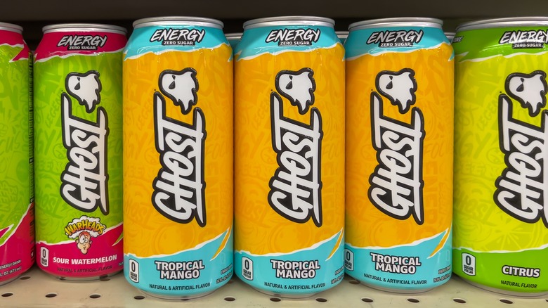 GHOST drinks on store shelf