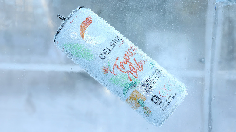 Celsius can surrounded by bubbles