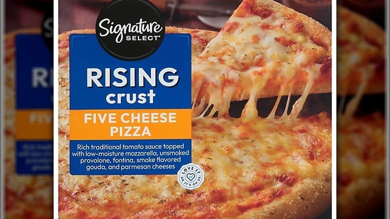 Box of Signature Select pizza on white background