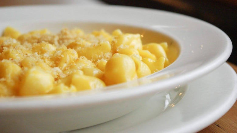 Close-up on a dish of Spenard Roadhouse mac and cheese
