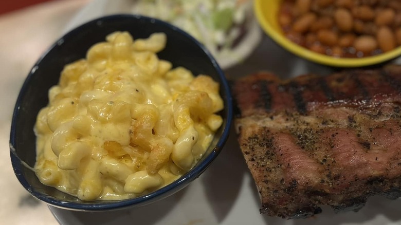 Close-up on Grumpy Rabbit side of mac and cheese