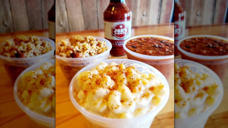 Close-up on to-go side dishes from Joe's KC BBQ