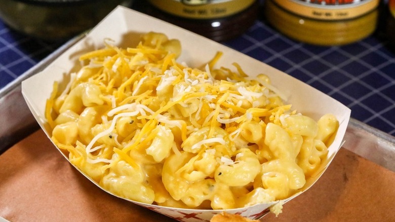 Close-up on a dish of Carolina Kitchen mac and cheese