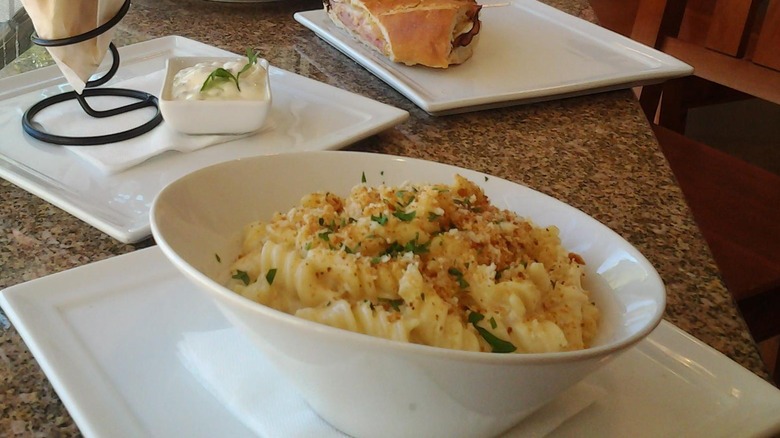 A bowl of Slate Street Cafe mac and cheese
