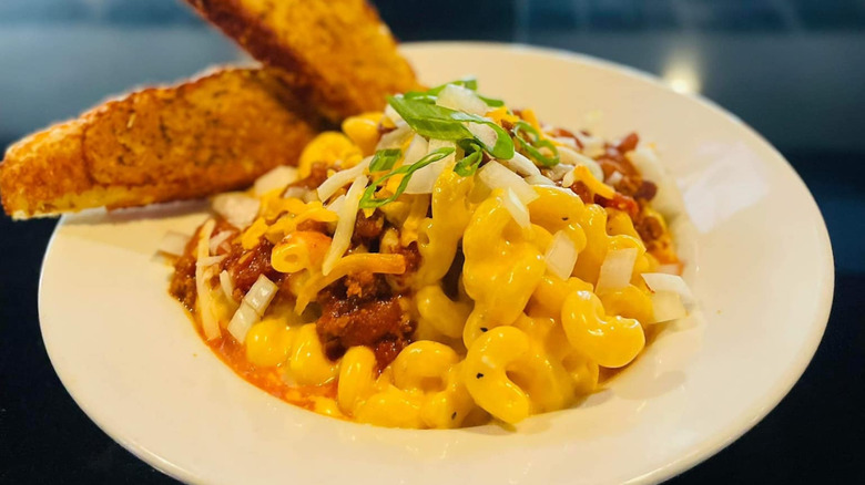 Close-up on bowl of PubWest mac and cheese