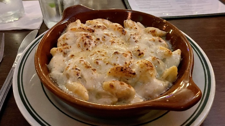 A ramekin of Prosperity Social Club's asiago mac and cheese