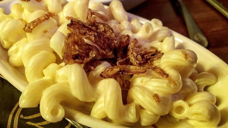 Close-up on serving of Hamilton Supperette mac and cheese
