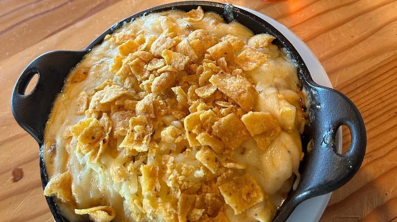 Close-up of Tillamook's mac and cheese in skillet