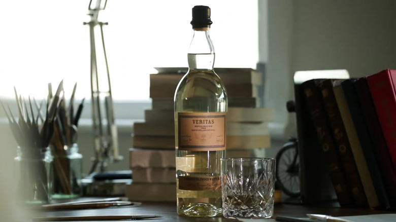 A bottle of Foursquare Probritas on a desk