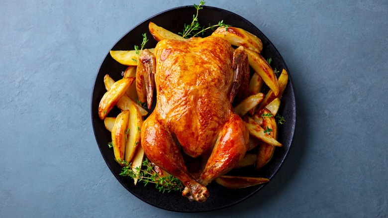 Roasted chicken with chunky fries