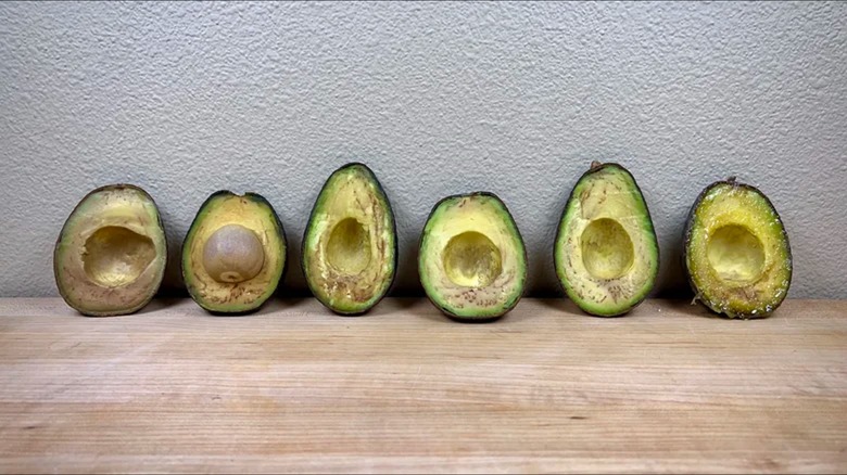 cut avocado halves turning brown