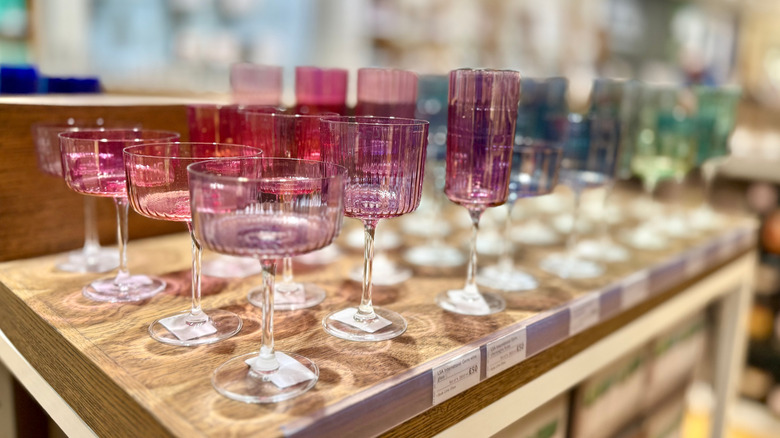 Colorful glassware on display