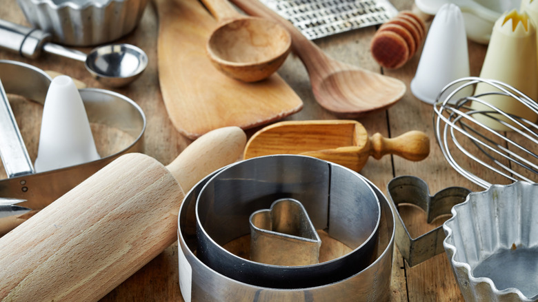 A family baking together in kitchen