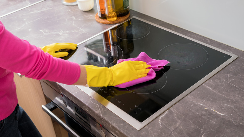 Wiping glass stovetop