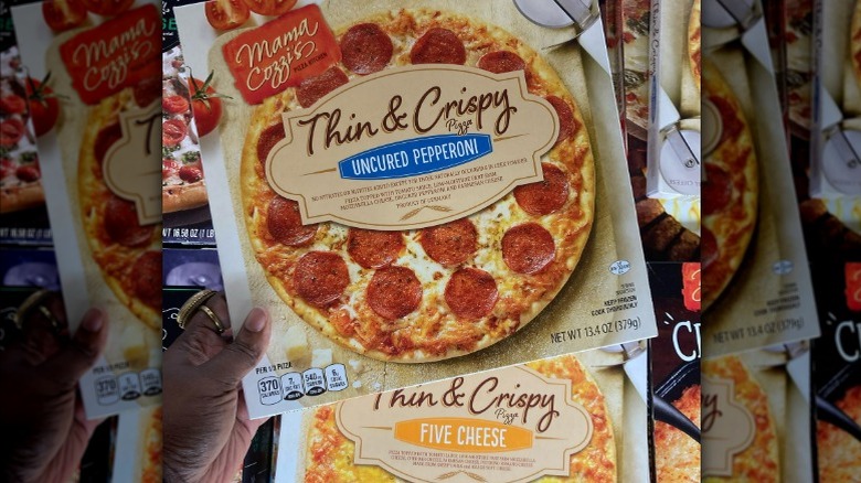 Mama Cozzi's pepperoni and cheese pizza boxes