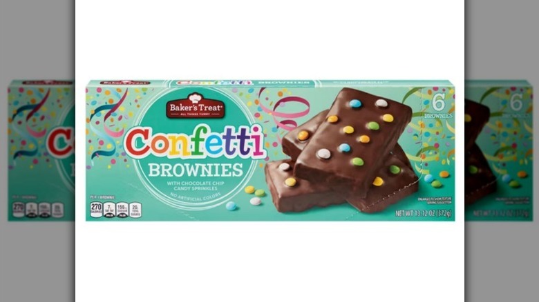 Confetti brownies box on white background