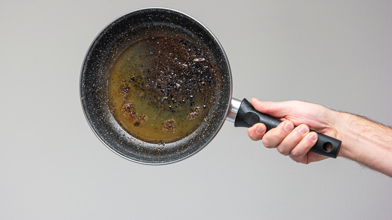 Oil on frying pan 