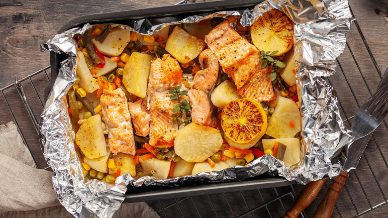 Food in aluminum foil