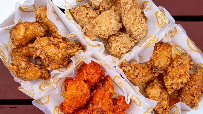 Four baskets of Church's Texas Chicken wings