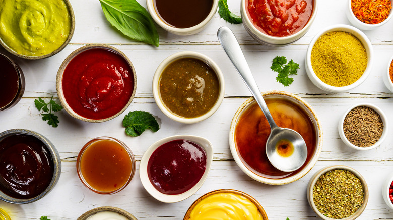 An assortment of sauces