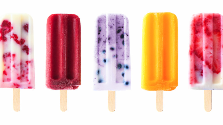 Variety of fruit popsicles