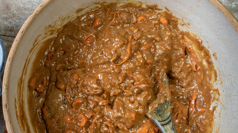 Carrot cake batter in a bowl