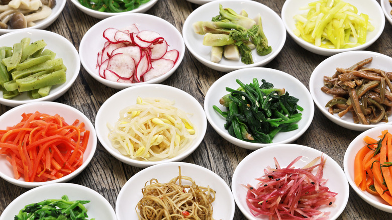an assortment of banchan dishes