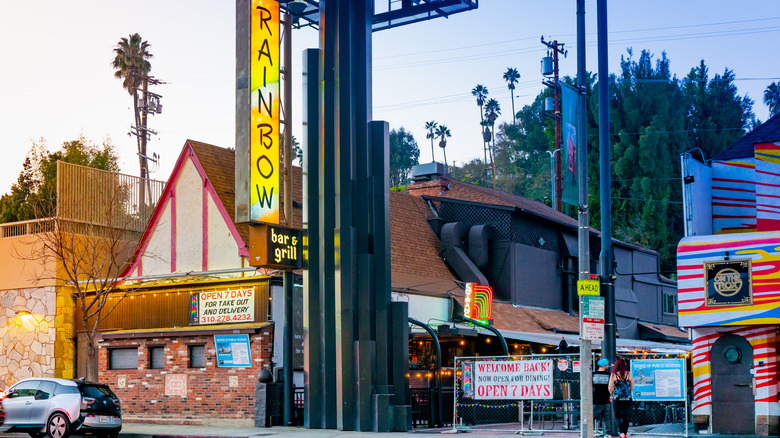 Street view of the Rainbow Bar & Grill on Sunset Boulevard