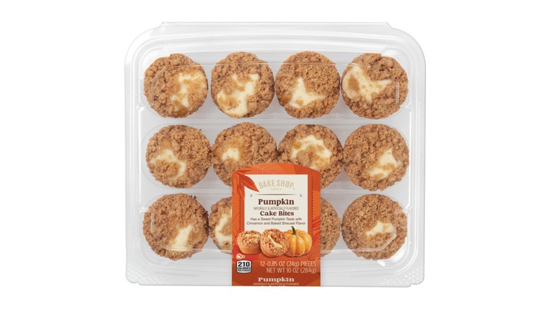 Bake Shop Pumpkin Cake Bites from Aldi on a white background.