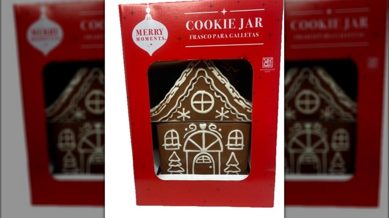 Aldi Gingerbread House Cookie Jar in the box.