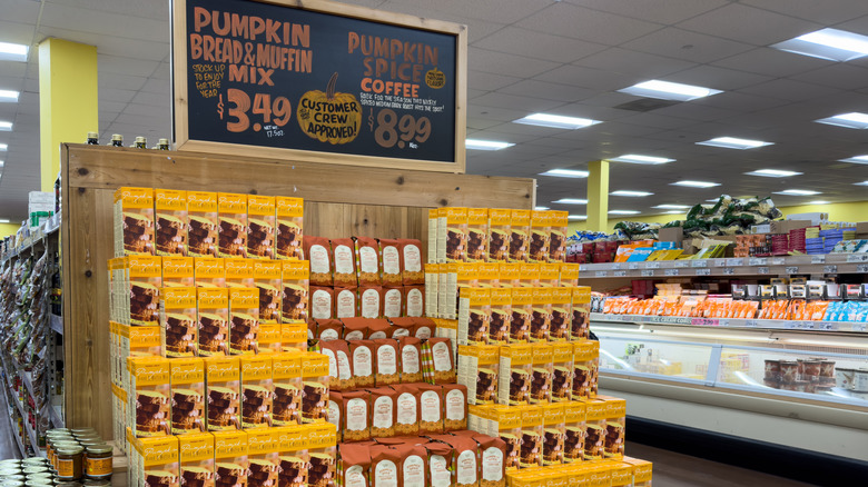 A display of pumpkin spice coffee at Aldi