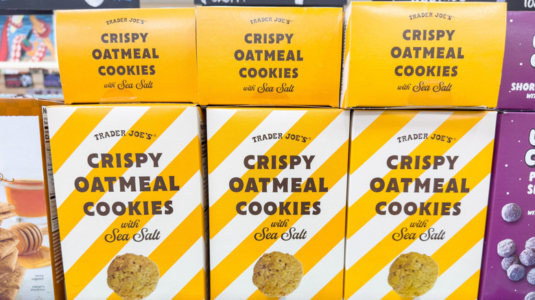 Boxes of crispy oatmeal cookies with sea salt
