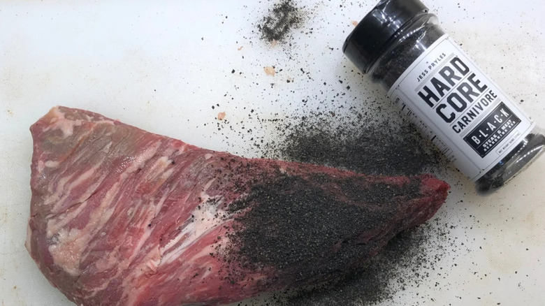 Hardcore Carnivore's Black steak seasoning sprinkled over a tri tip