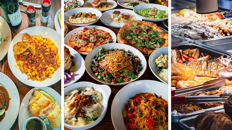 brunch foods from different buffets