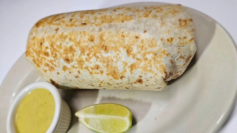 Large burrito on plate from Taqueria Guerrero