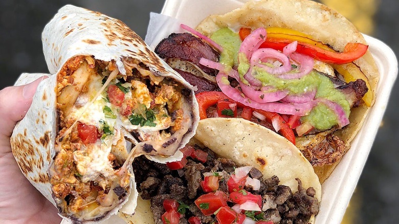 Breakfast burrito from La Osita with tacos