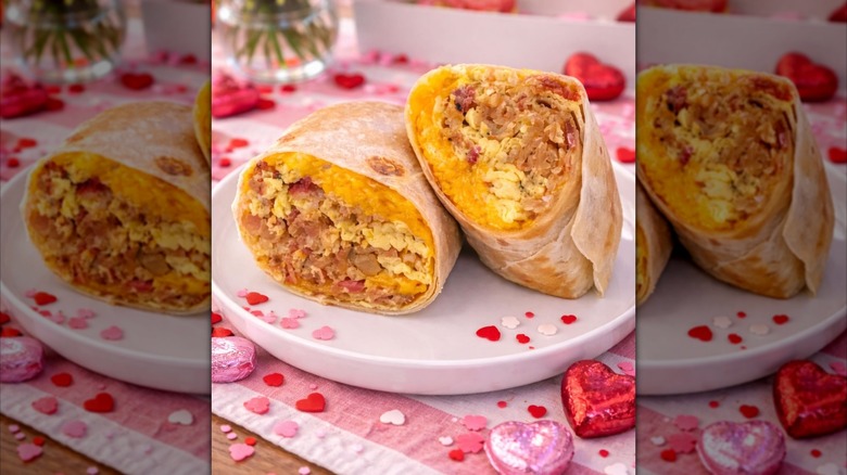 Breakfast burrito from Resting Burrito Face cut in half