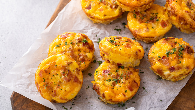 Egg bites on cutting board