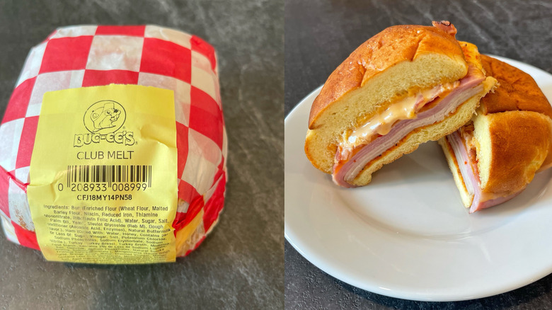 Buc-ee's Club Melt in wrapper and opened on plate
