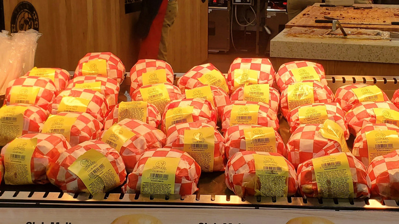 Buc-ee's hot sandwiches on display